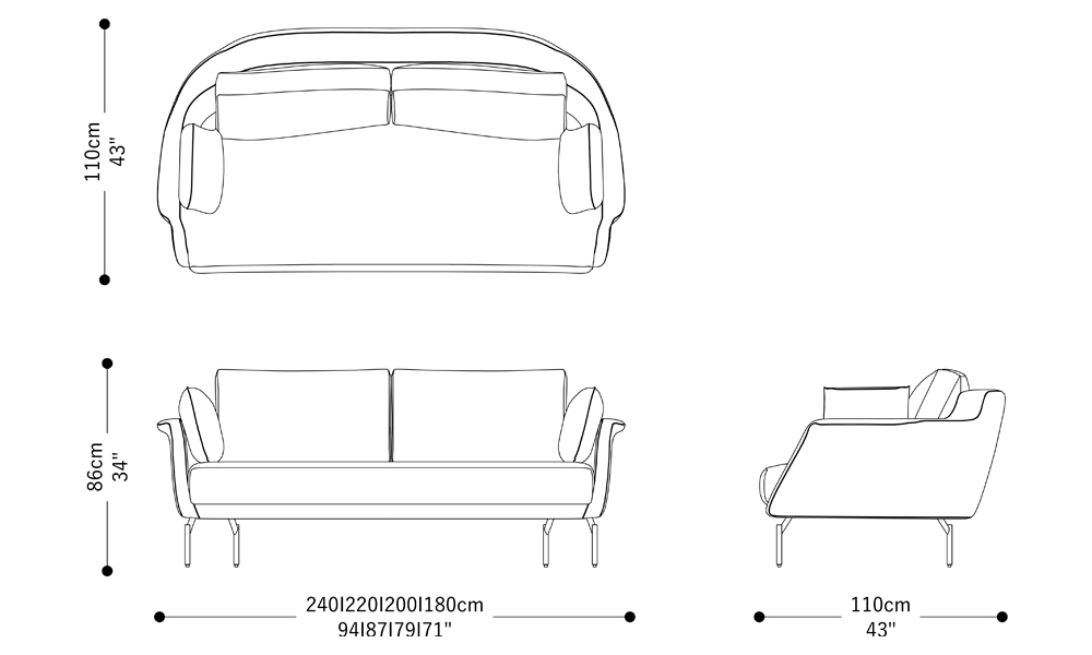 Image of the main dimensions of the product
